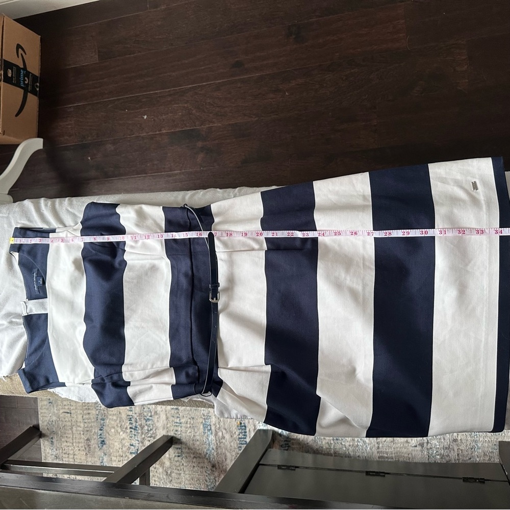 Tommy Hilfiger Navy White Striped Boat Neck Sheath Dress Belted Size 0 Nautica - Picture 11 of 11